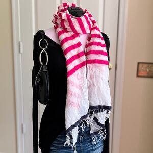 Target | White + Hot Pink Stripe Crinkle Sheer Scarf | 2010s